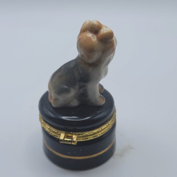 Vintage Adorable Yorkshire Terrier Dog Ceramic Trinket (NO Box) - Picture 4 of 8